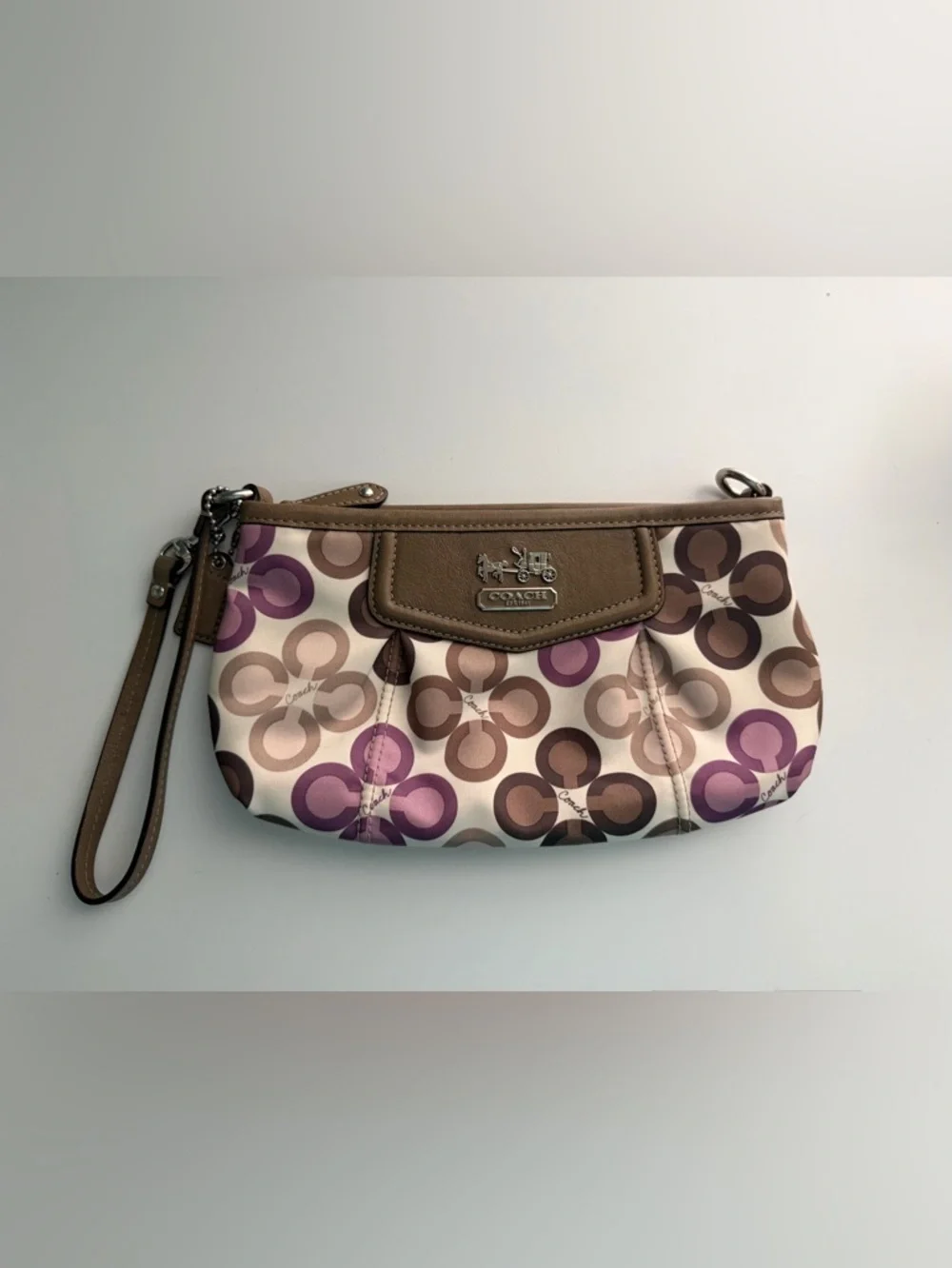Coach Madison Op Art Signature Satin Wristlet